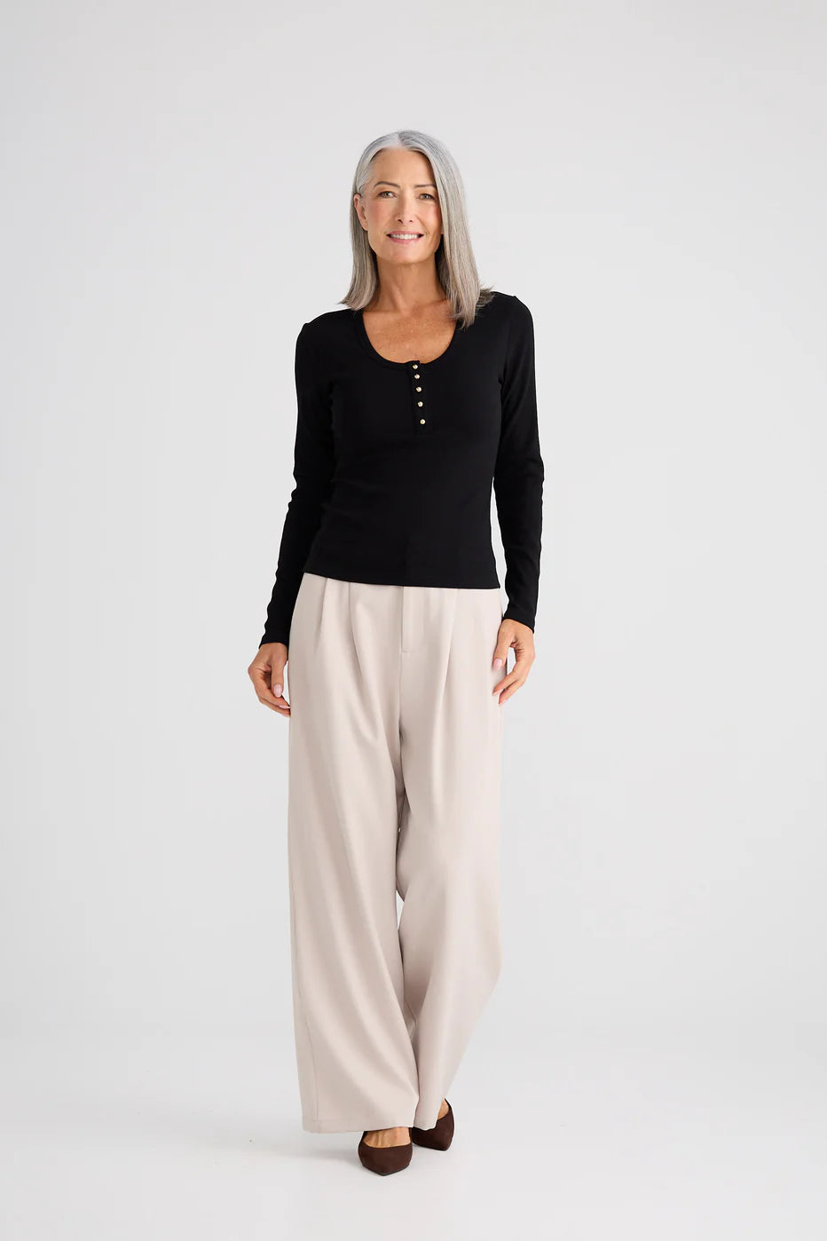 Zaya long sleeve top - black