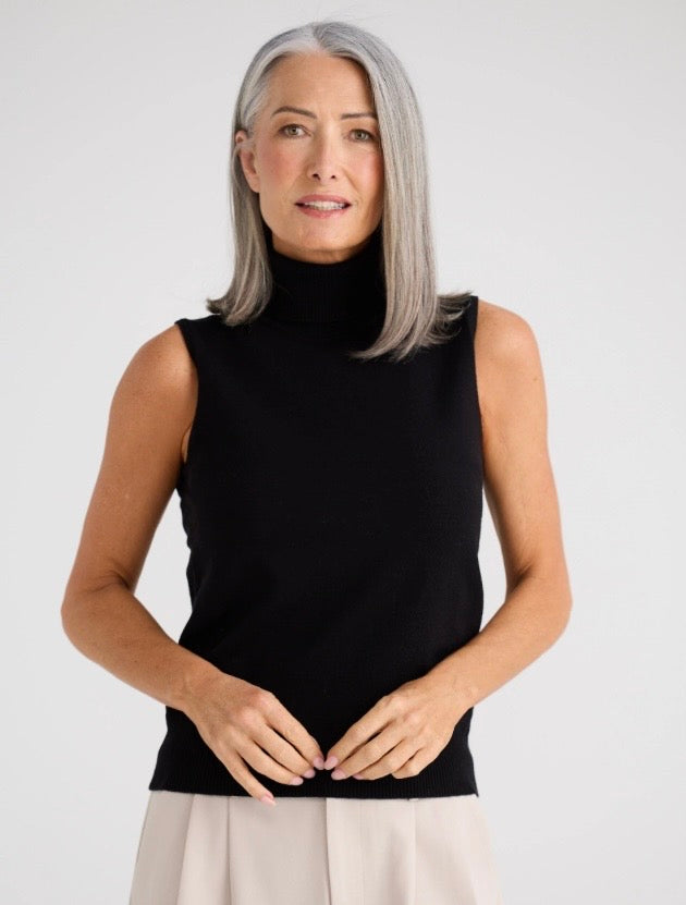 Skye knit sleeveless top - black
