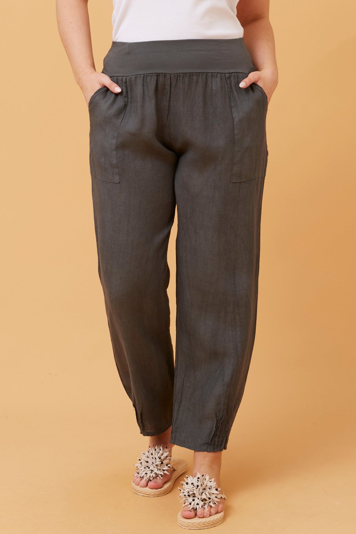 Linen pants - charcoal