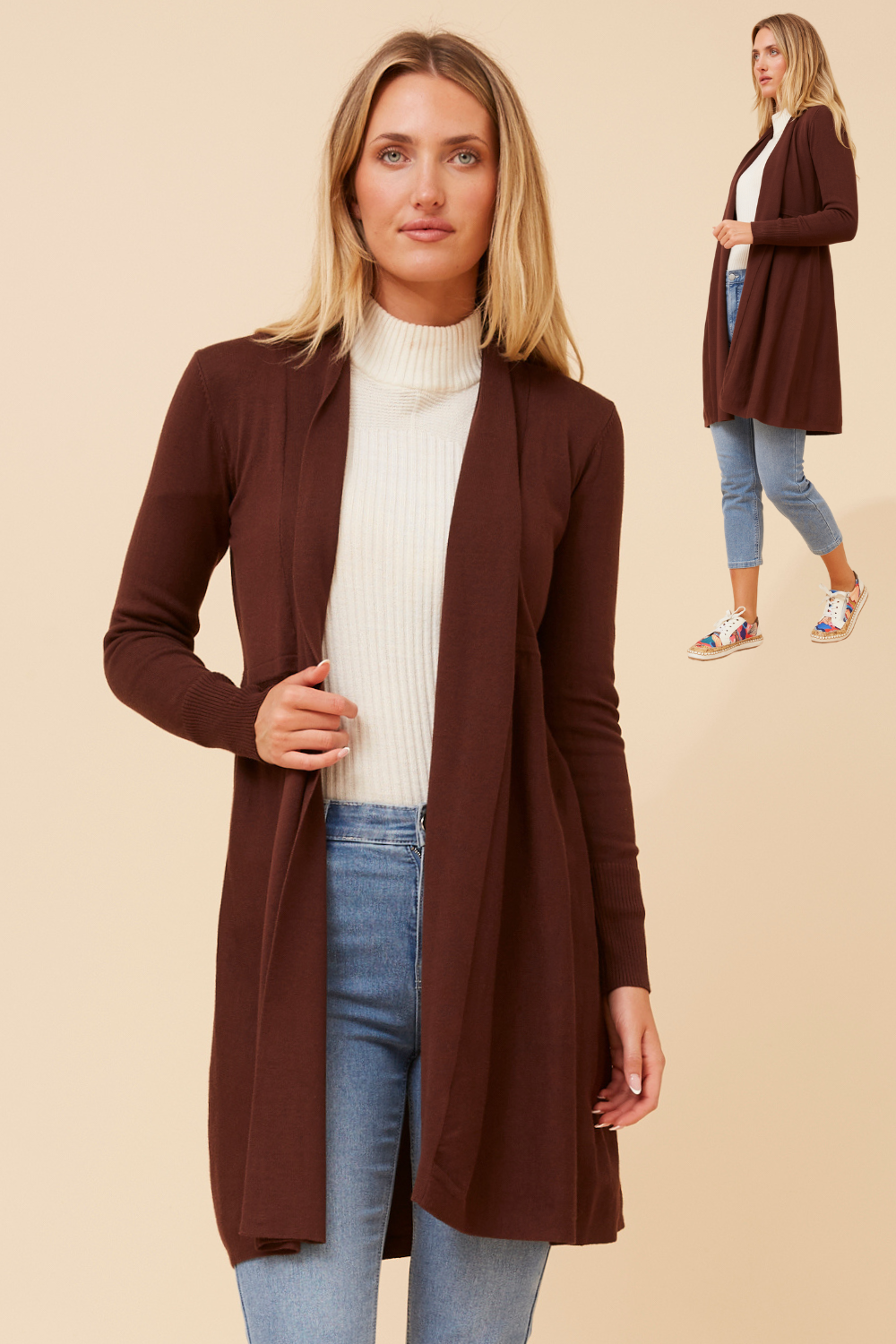 Long Chocolate Brown Cardigan