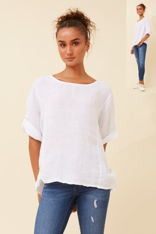 Amanda linen top - white