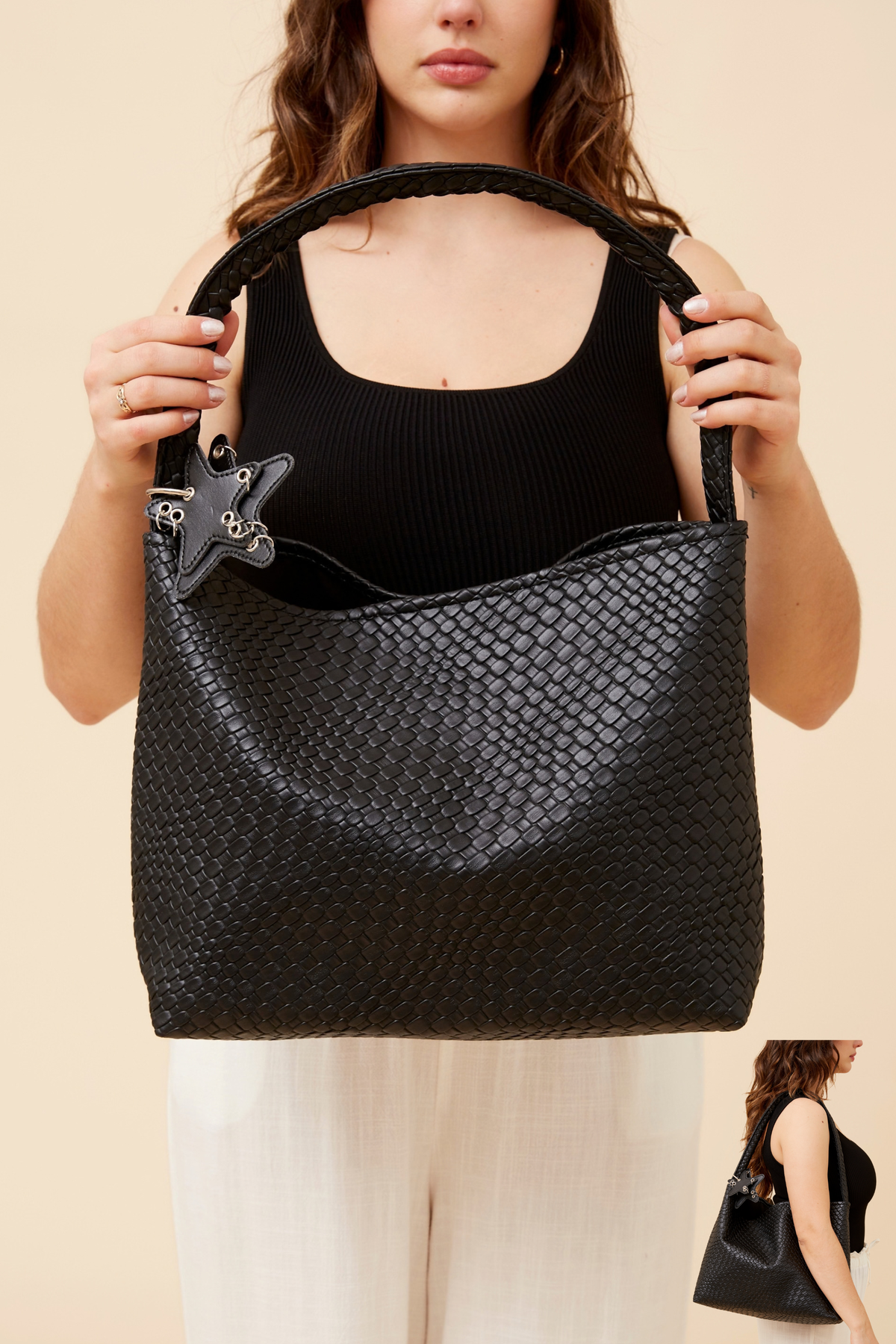 Woven tote bag - Black
