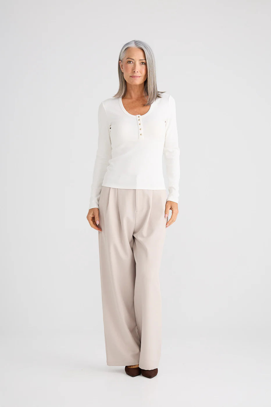 Zaya long sleeve top - ivory