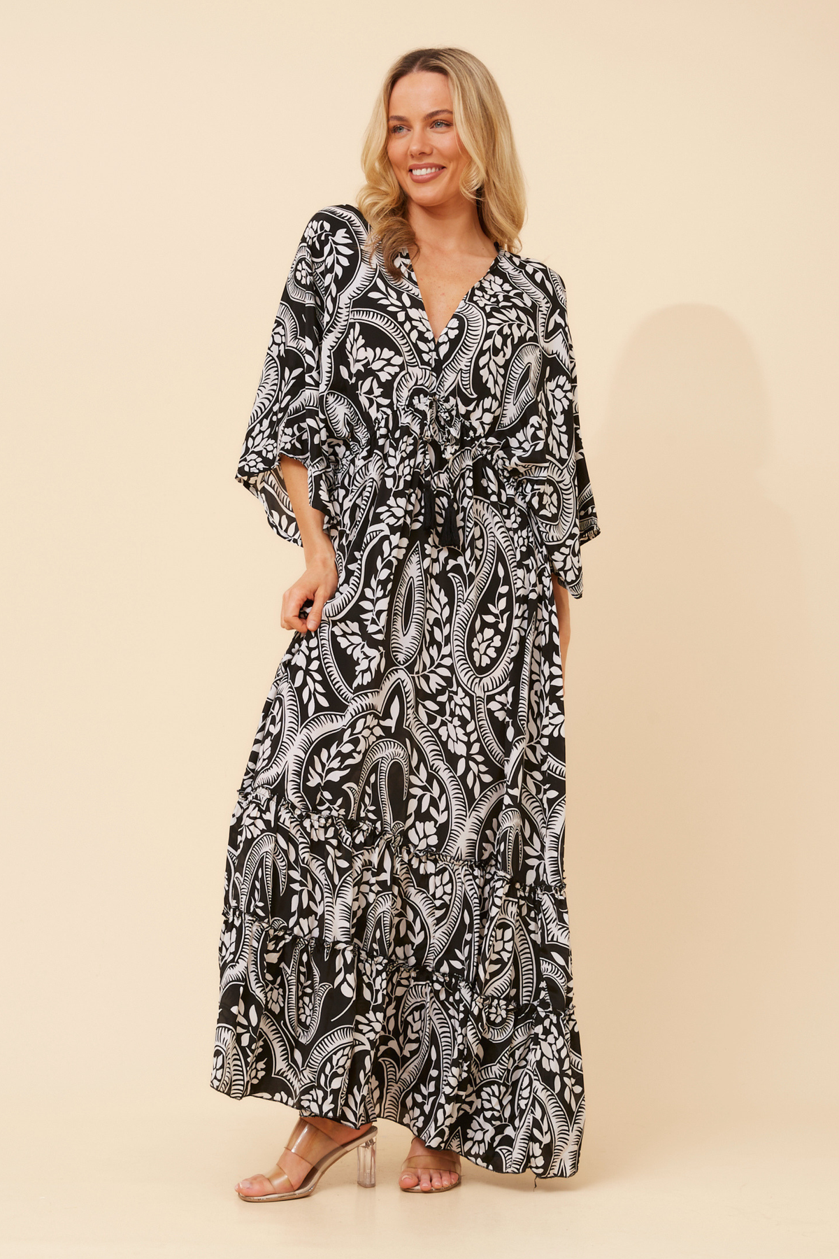 Paisley maxi dress - black and white