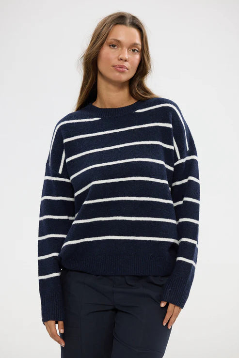 Overboard knit - navy and white stripe