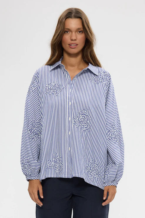 cliffside Shirt - blue and white strip