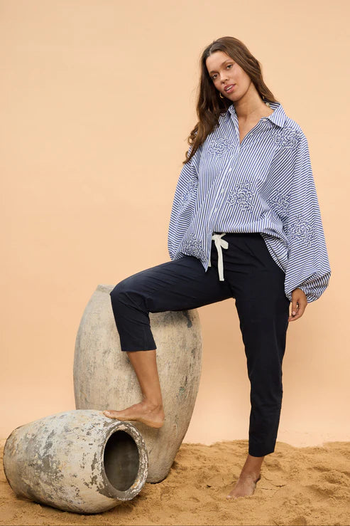 cliffside Shirt - blue and white strip