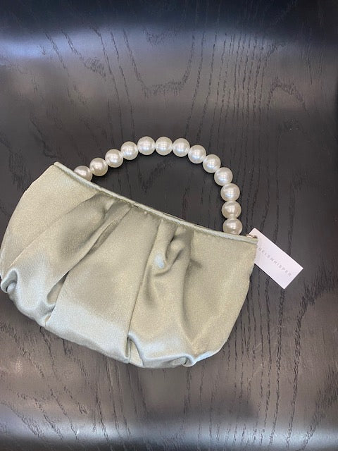 Satin Pearl Bag- Green
