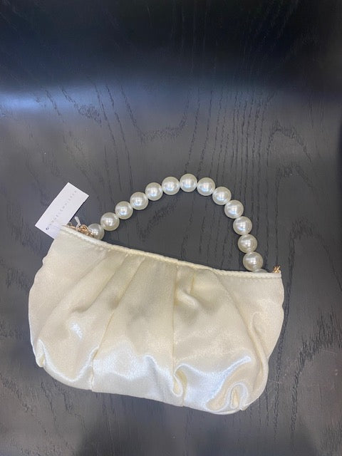 Satin Pearl Bag- White