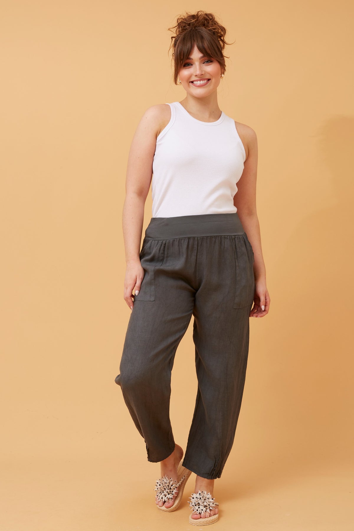 Linen pants - charcoal