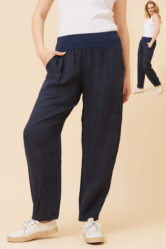 Linen pants - Navy