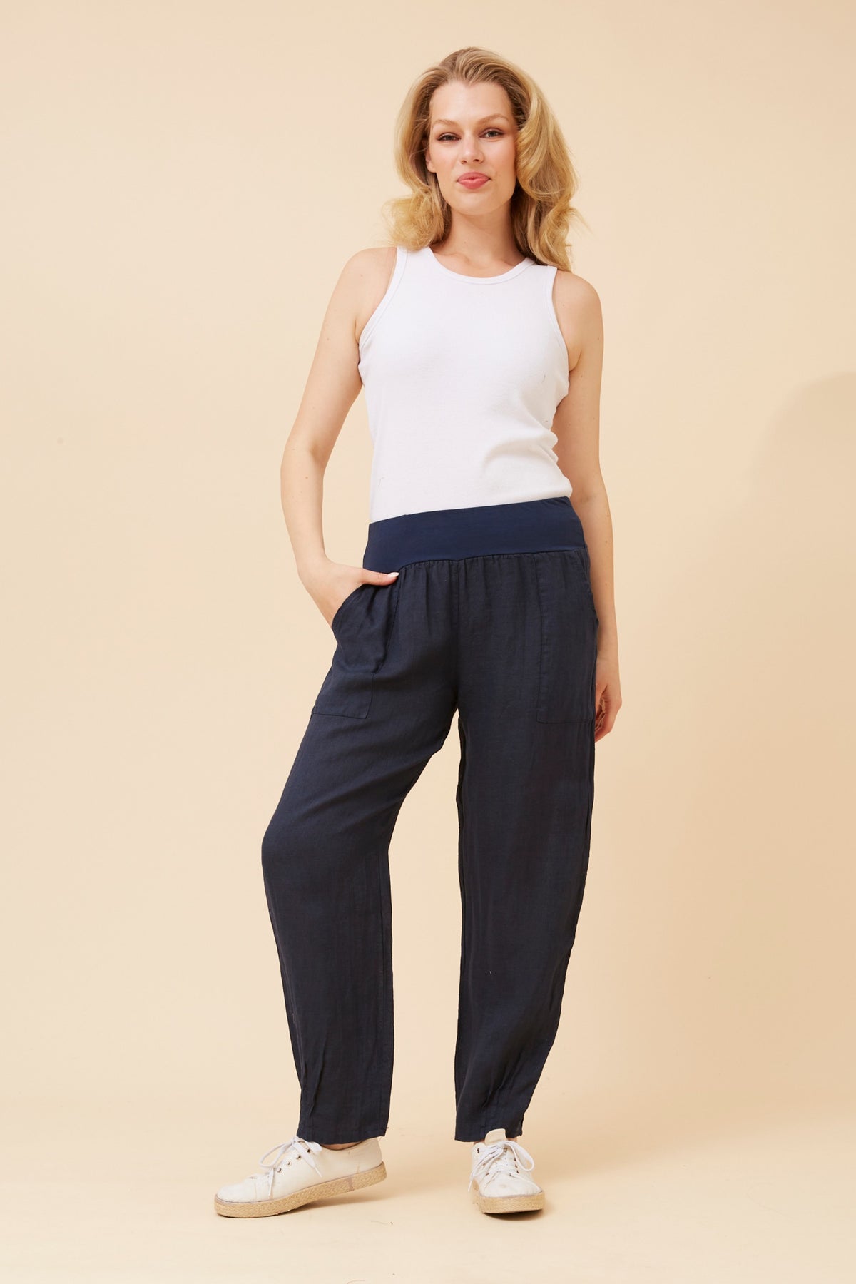 Linen pants - navy