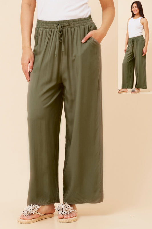 Khaki Viscose Pant