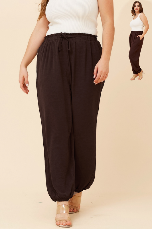 Cuffed palazzo pant - Espresso