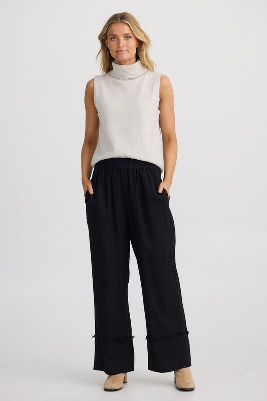 Sardinia Pant - Black Linen
