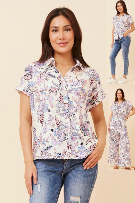 Short sleeve floral print shirt