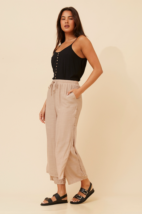 Taupe button pants