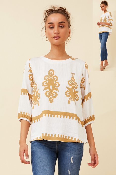 Morocco top - White and Beige