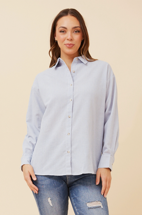 Long sleeve striped shirt - light blue