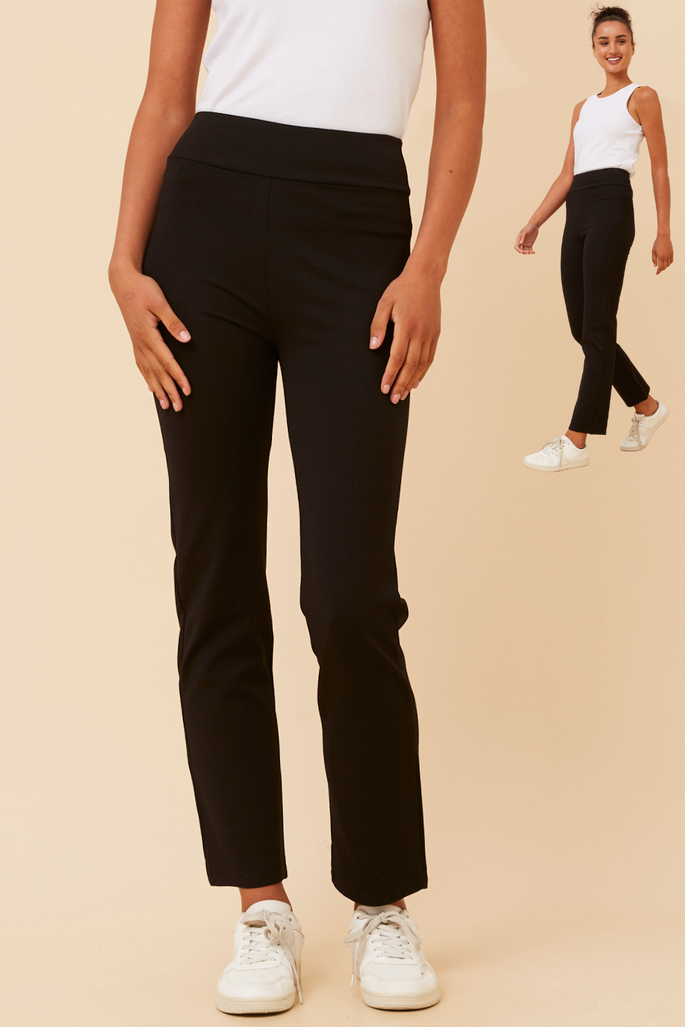 Black leggings with wide waist band