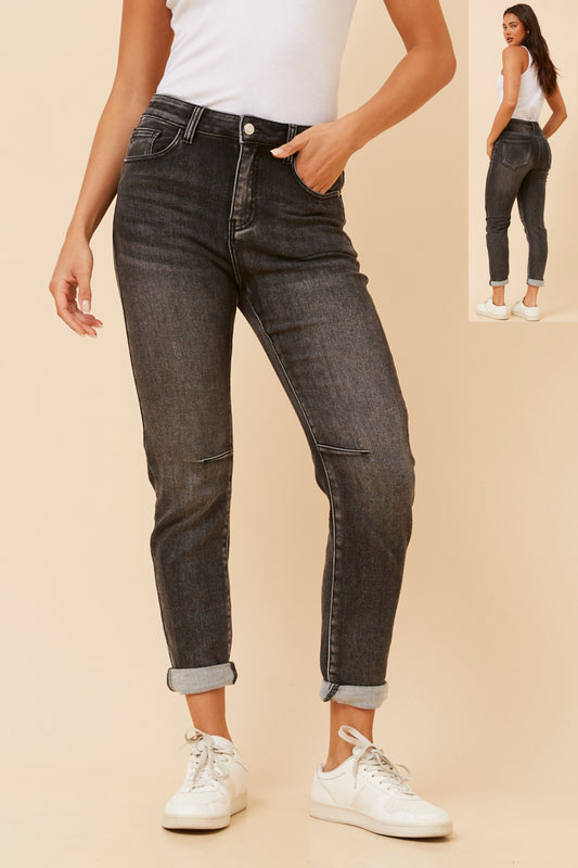 Crop length charcoal denim jeans